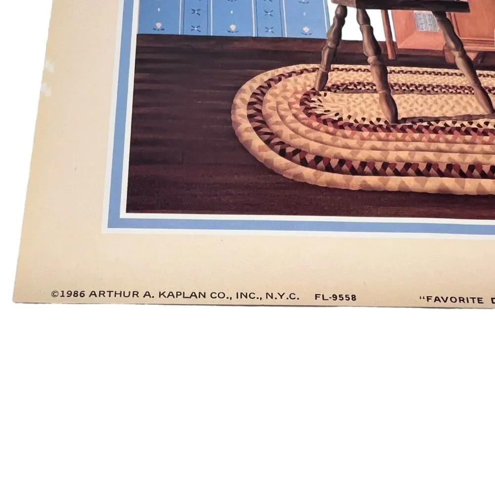 Vintage Moustakos Lithograph Favorite Decoy Framed Spinning Wheel Goose Folk Art